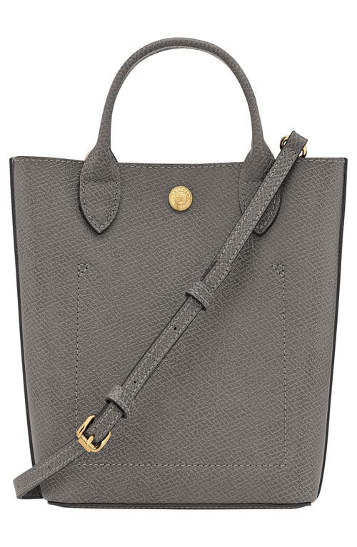 Longchamp Épure North/south Leather Top Handle Tote In Gray