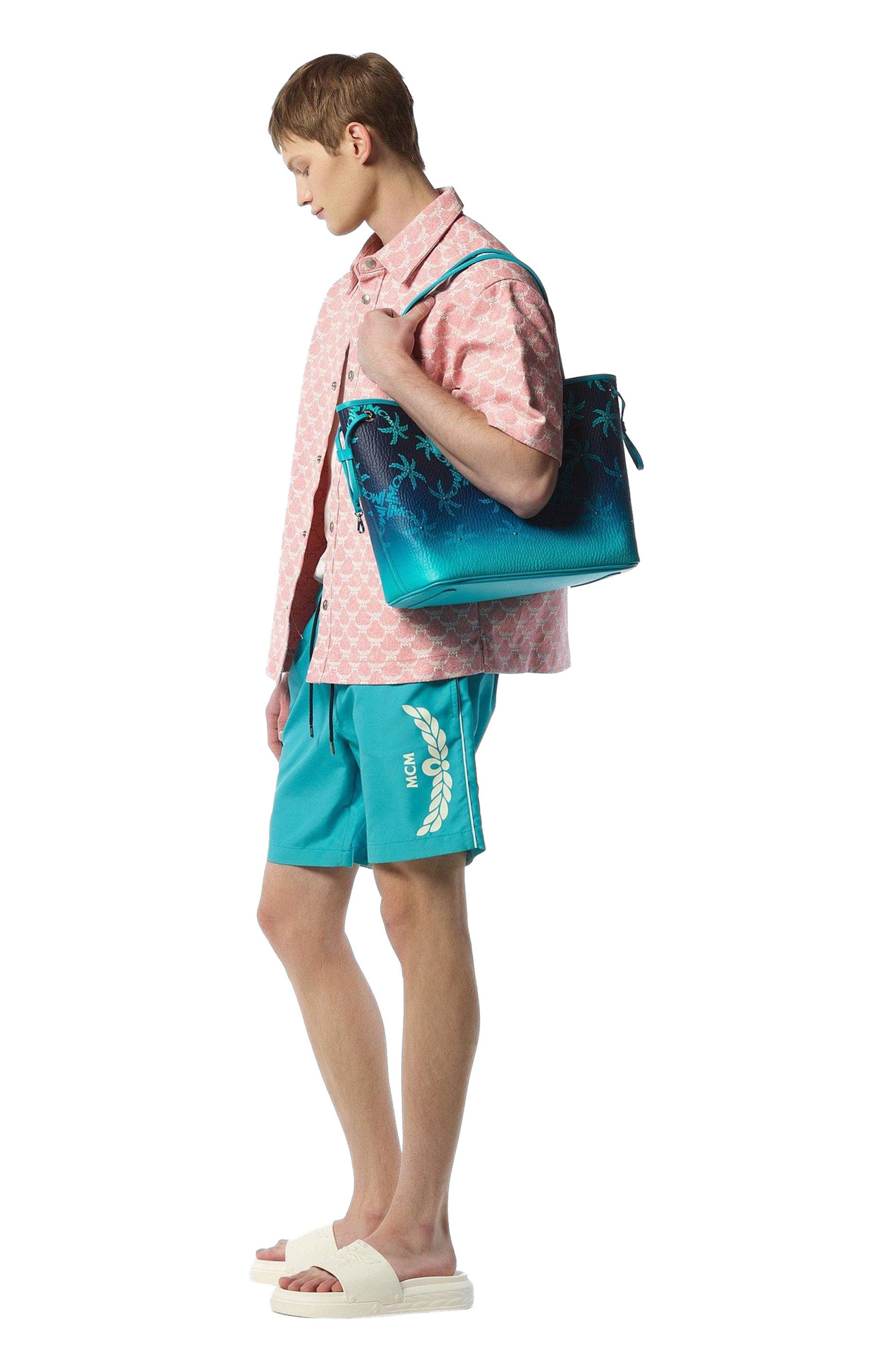 MCM Liz Shopper in Studded Palm Canvas, Alternate, color, 