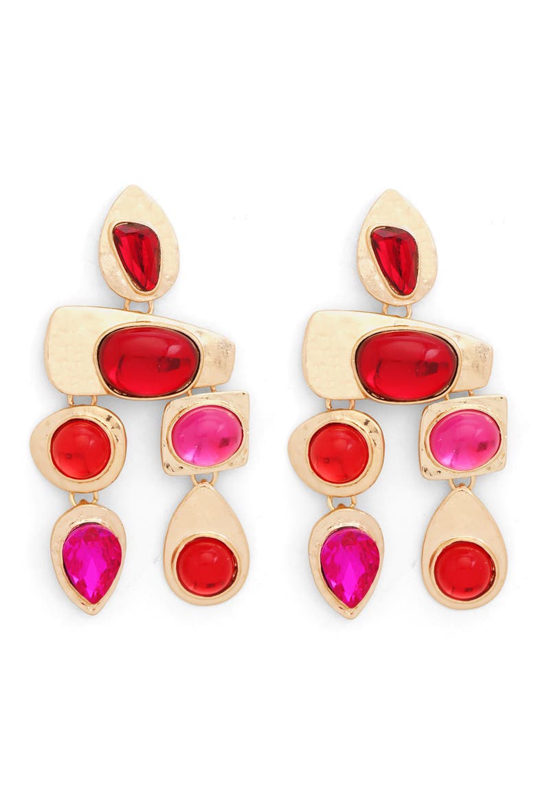 Resin Stone Drop Earrings, Main, color, RASPBERRY