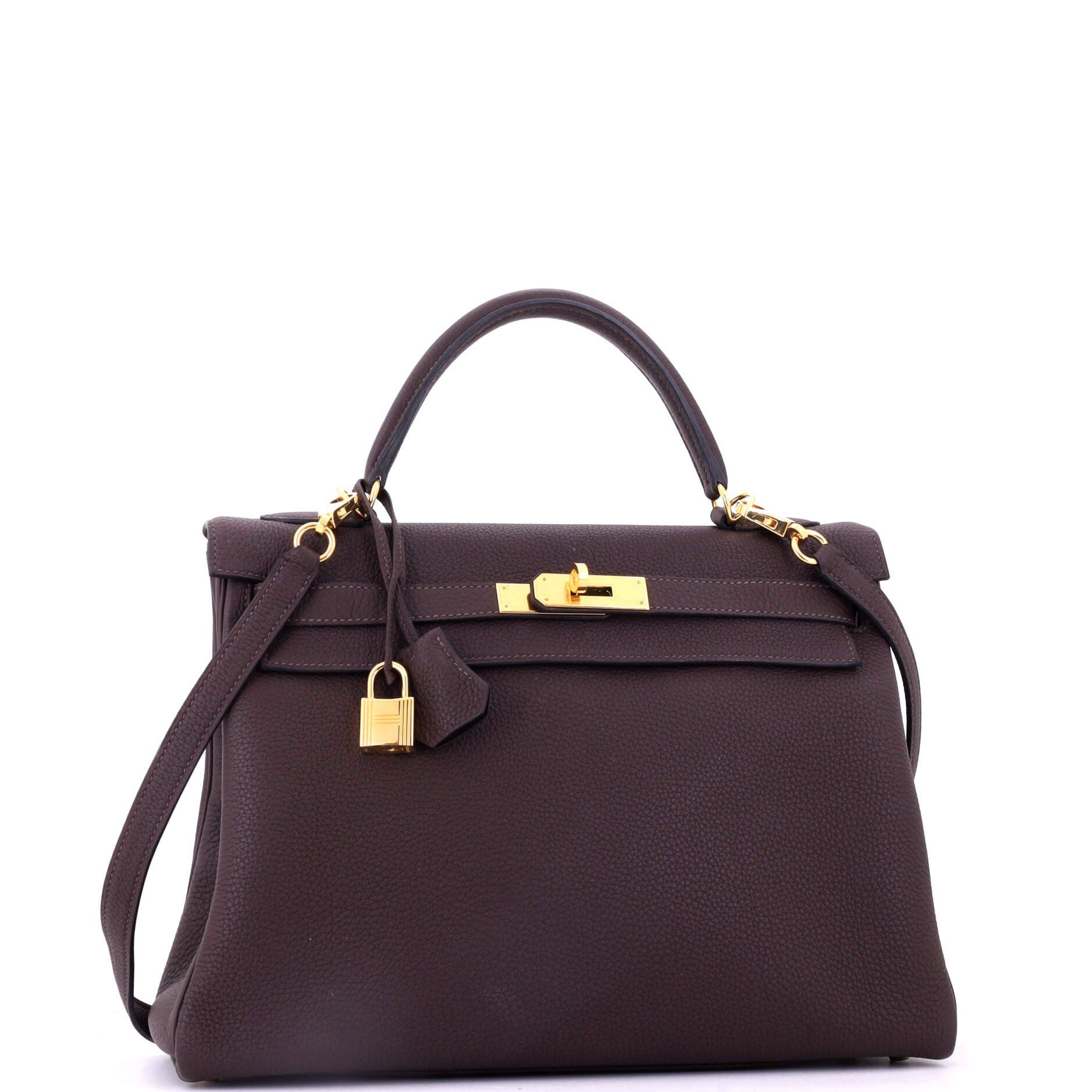 Pre-Owned Hermes Kelly Handbag Brown Togo with Gold Hardware 32, Alternate, color, Havane