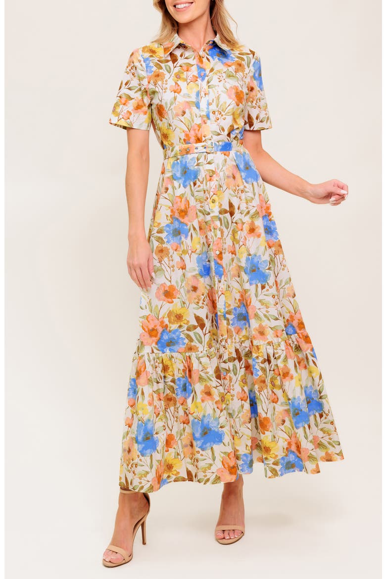 Belted Cotton Maxi Shirtdress, Alternate, color, IVORY