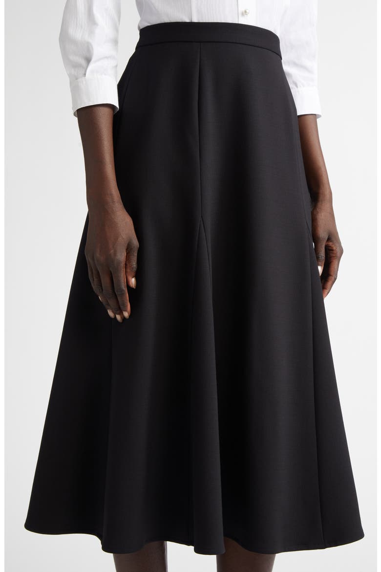 A-Line Stretch Virgin Wool Midi Skirt, Alternate, color, BLACK
