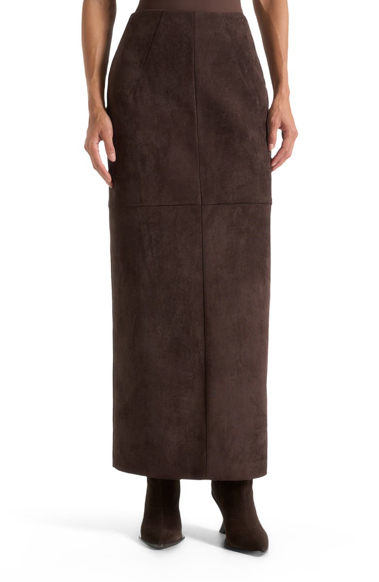 Manière De Voir Celie Suede Maxi Skirt, Alternate, color, Brown