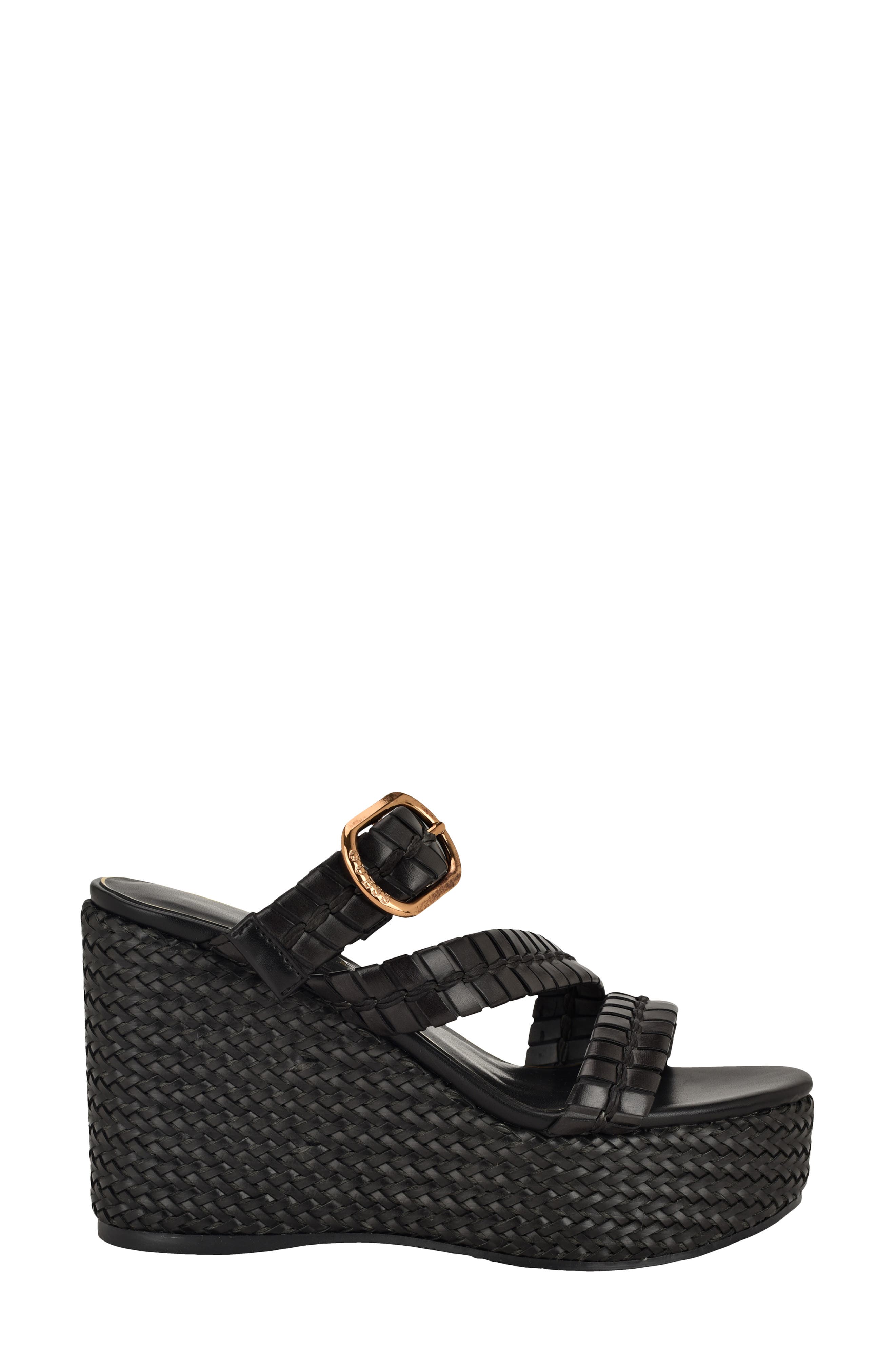 GUESS Evana Platform Wedge Sandal, Alternate, color, Black 001