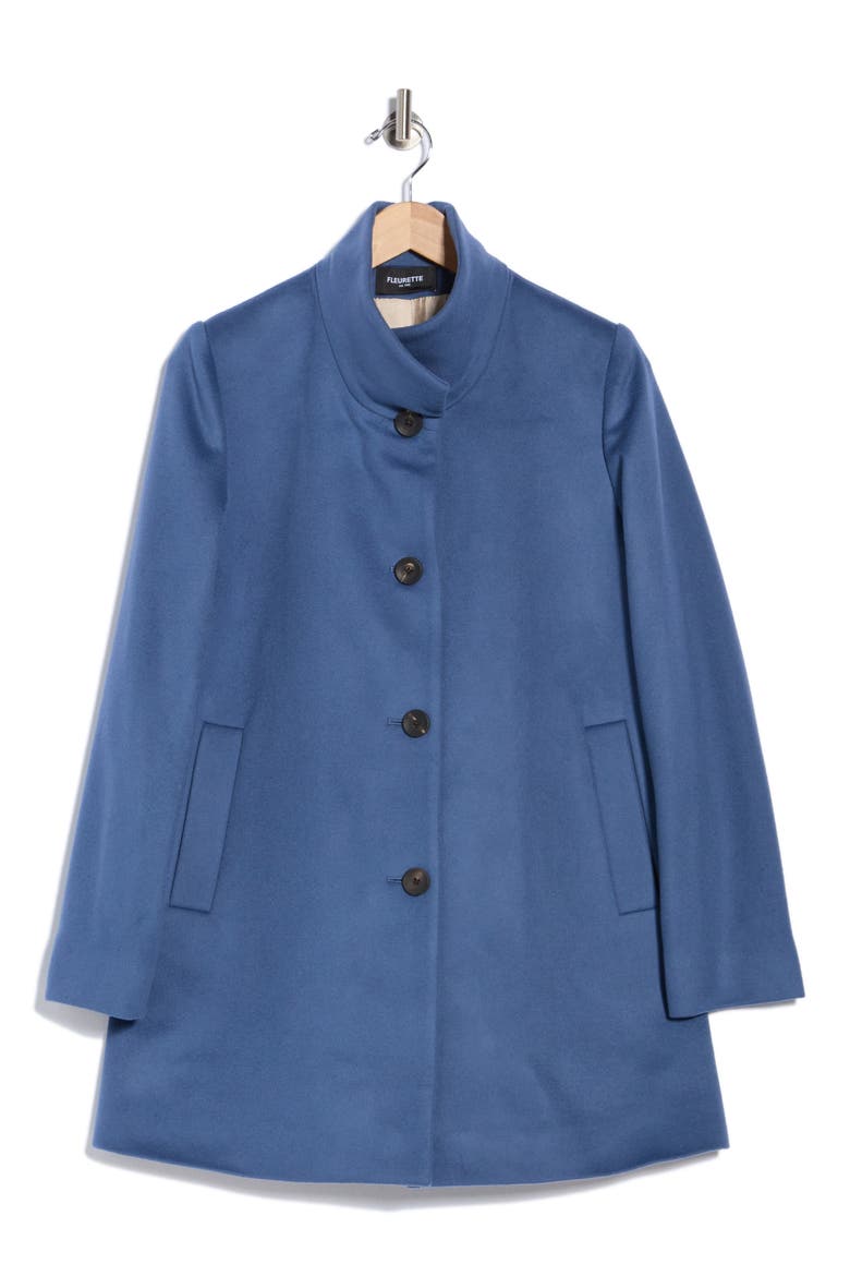 Stand Collar Wool Car Coat, Alternate, color, AZURE