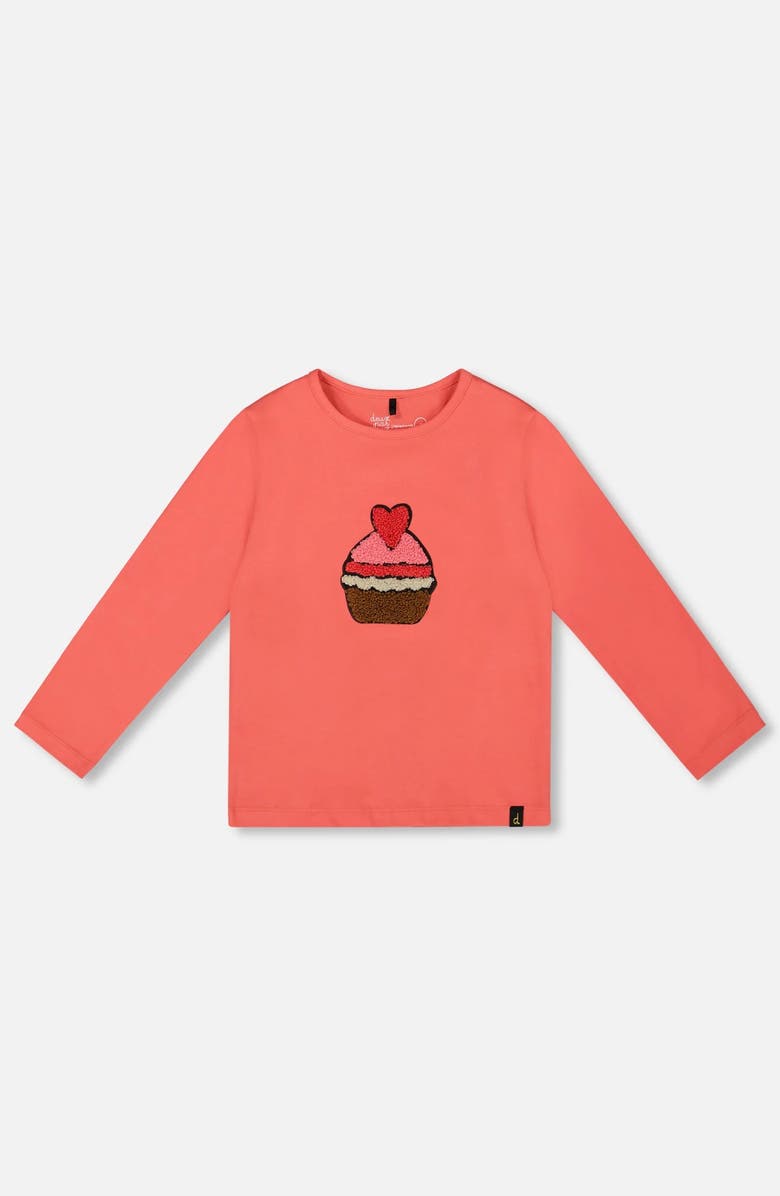 Deux par Deux Organic Cotton T-Shirt with Cupcake, Main, color, 