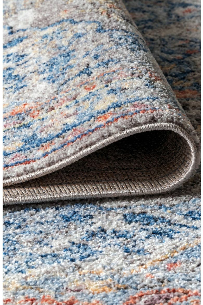 Manisa Vintage Medallion Area Rug, Alternate, color, Ivory/Peacock Blue/Coral