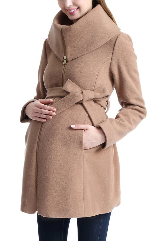 Kimi & Kai Mia Maternity Wool Coat In Animal Print