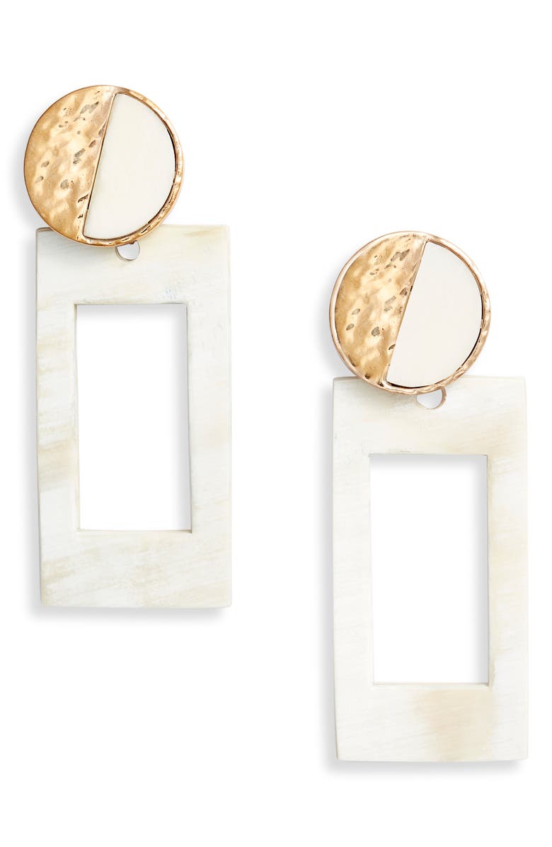 Akola Geometric Horn Drop Earrings, Main, color,
