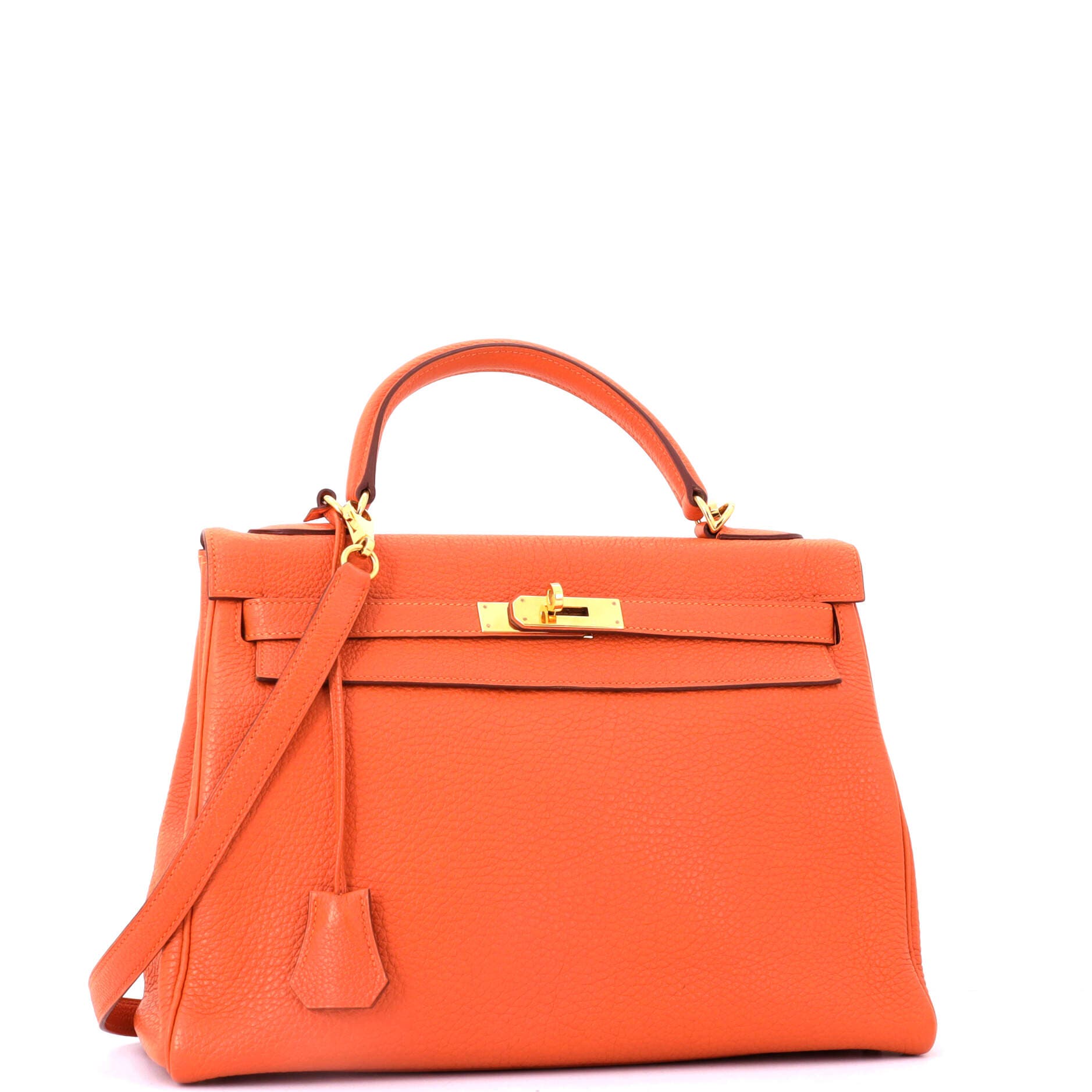 Pre-Owned Hermes Kelly Handbag Orange Togo with Gold Hardware 32, Alternate, color, Orange H