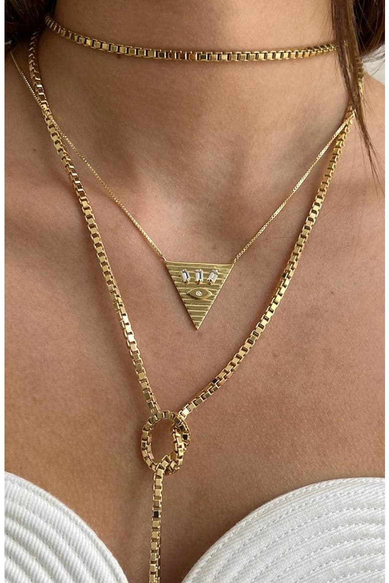 Annika Diamond & White Sapphire Necklace, Alternate, color, YELLOW GOLD PLATED