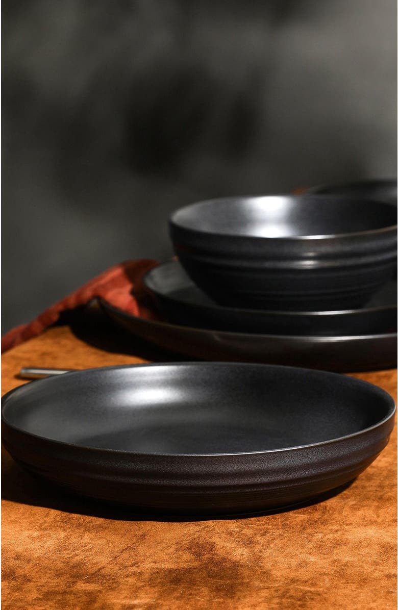 Stone Lain Elio Stoneware 4-Piece Pasta Bowl Set, Alternate, color, Black
