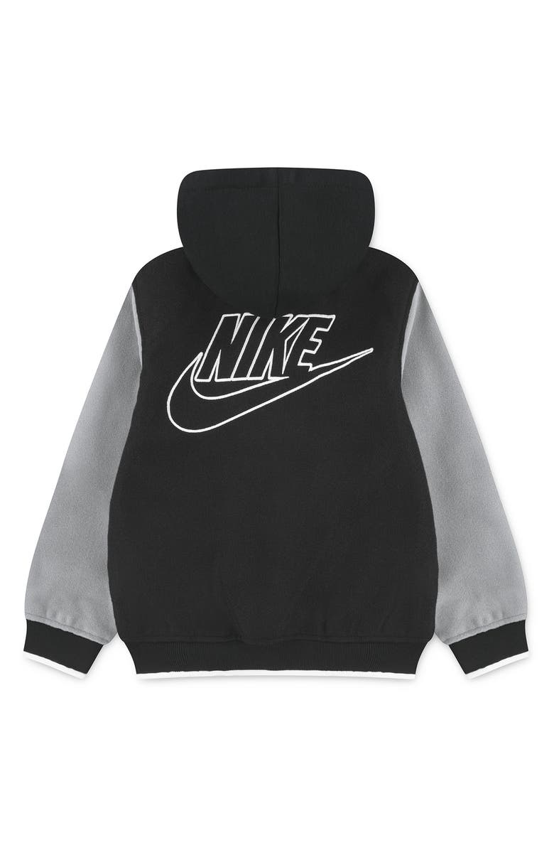 Nike NKB HOODED VARSITY JACKET, Alternate, color, Black