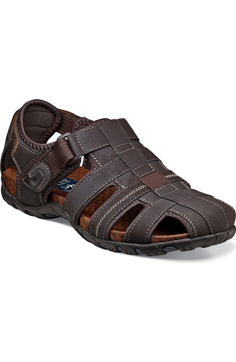 NUNN BUSH Rio Bravo Closed Toe Fisherman Sandal - Wide Width Available, Main, color, Brown