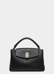 Bally Lock Me Small Top Handle Bag In Grained Leather