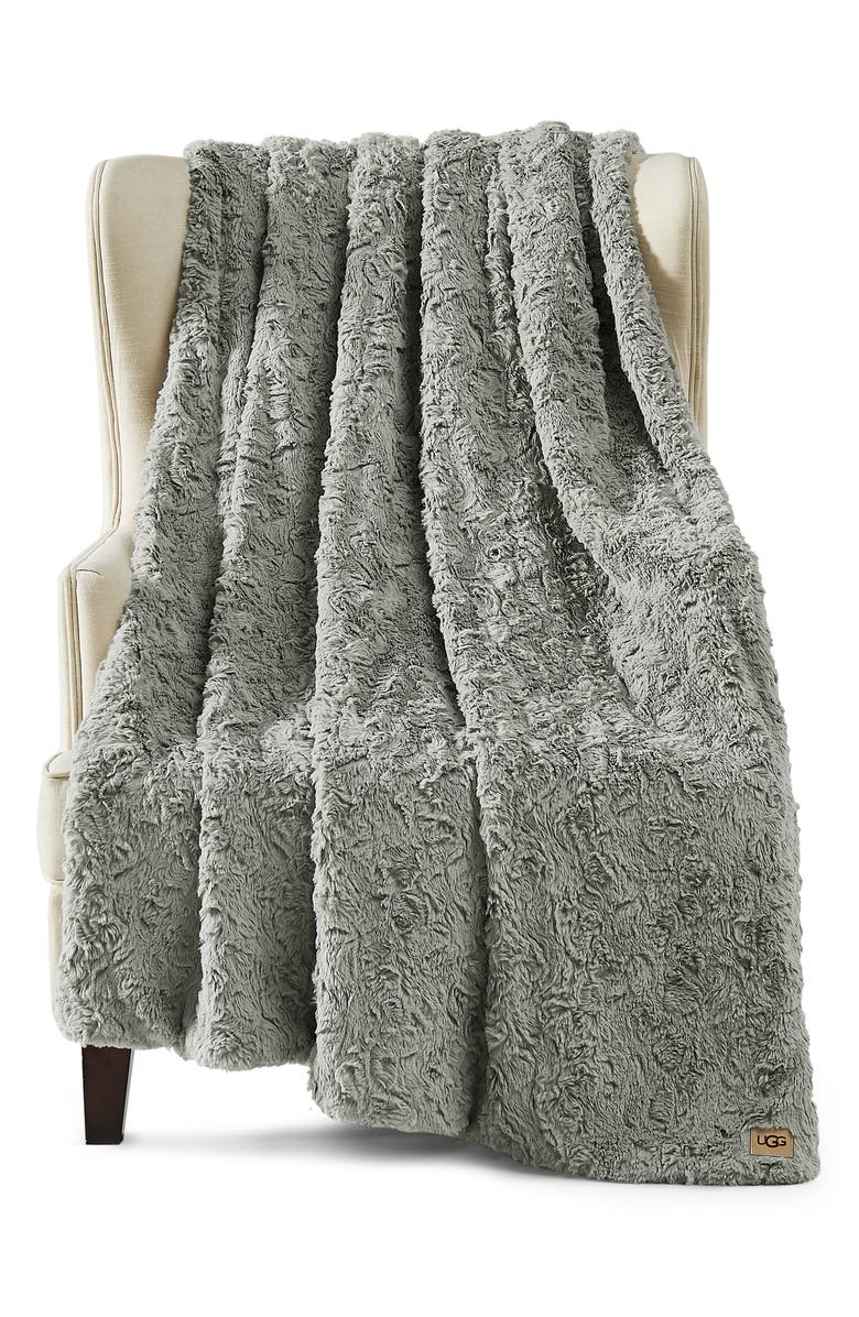 UGG<sup>®</sup> Adalee Faux Fur Throw Blanket, Alternate, color, Seal