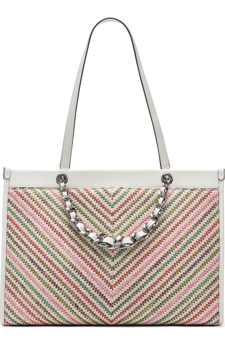 KARL LAGERFELD PARIS Savoie Chevron Raffia Tote, Alternate, color, Multi Combo
