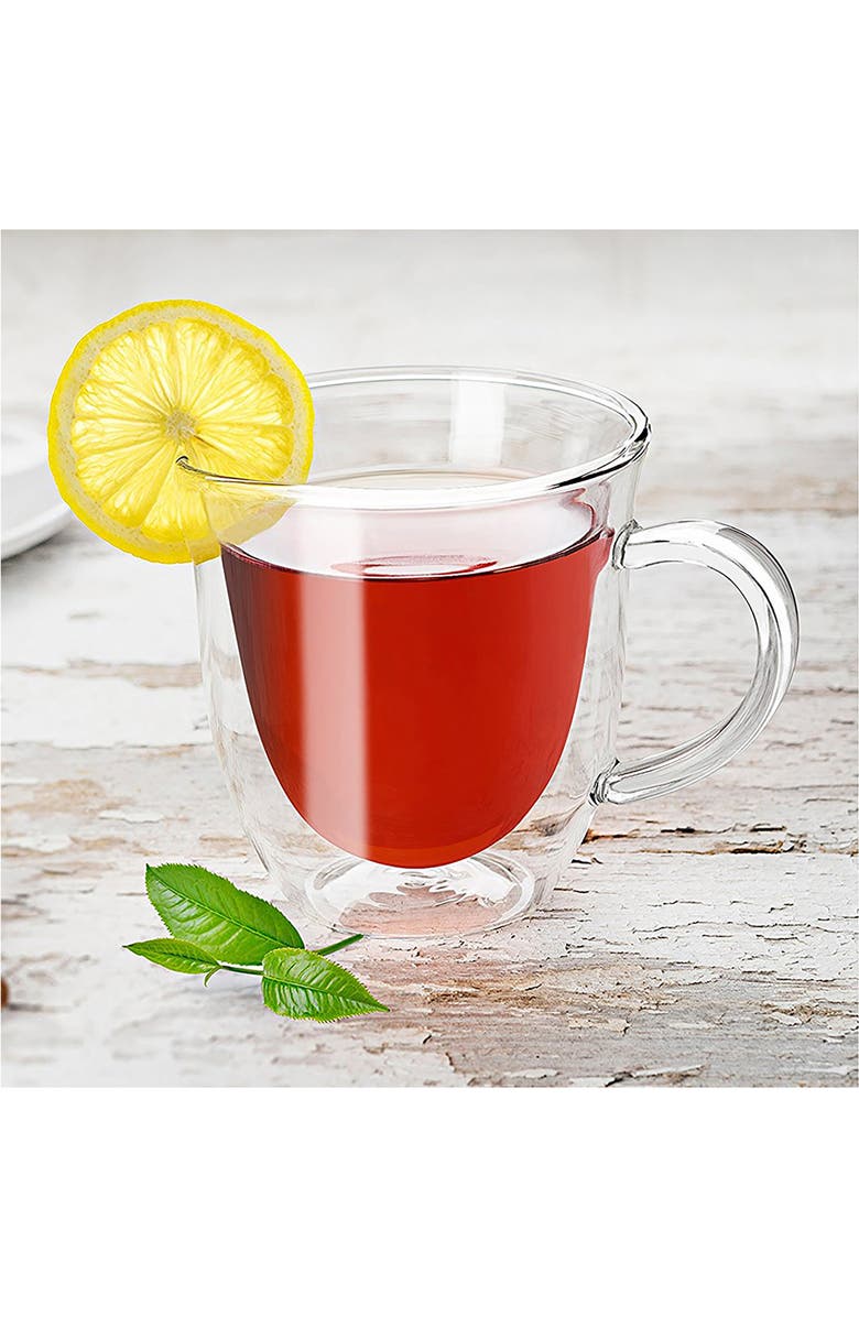 JoyJolt Serene Drinking Mugs - Set of 4, Alternate, color, Clear