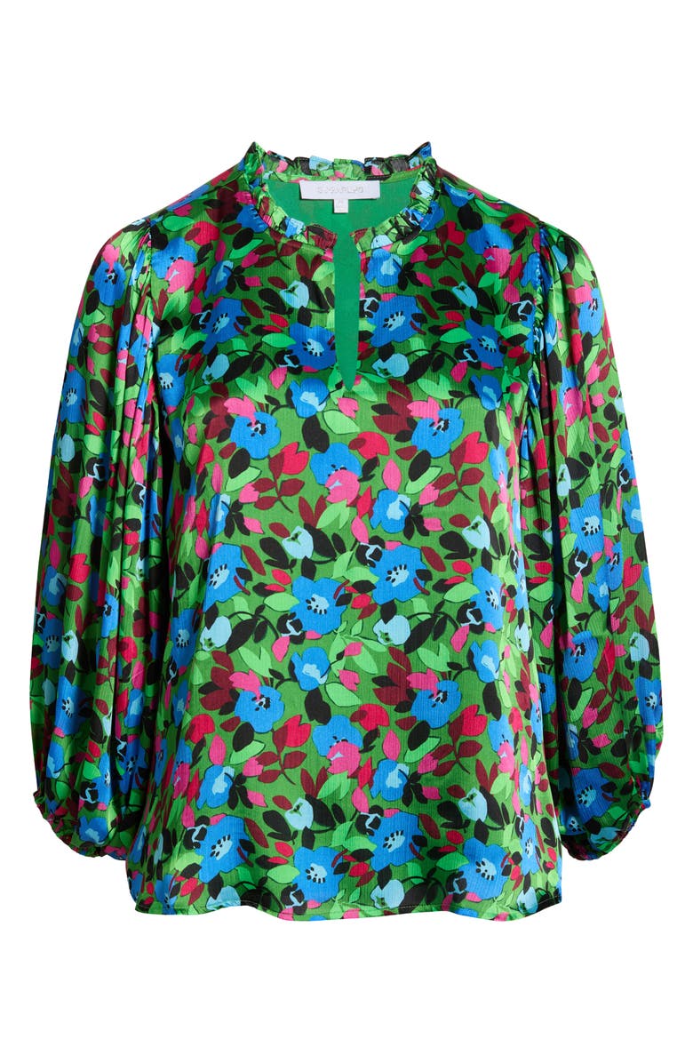 SUGARLIPS Destine Floral Print Top, Alternate, color, Green-Blue-Fuchsia