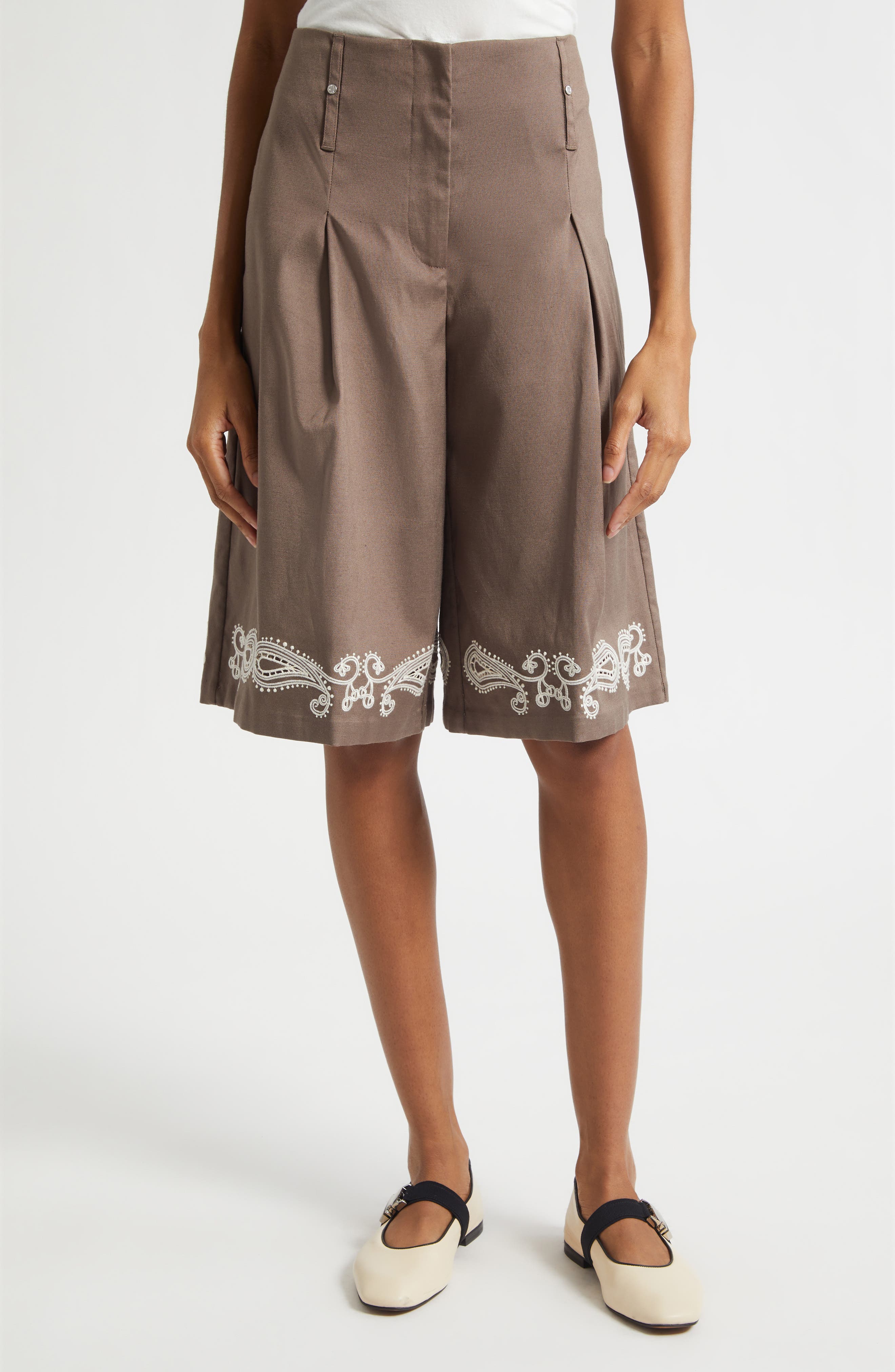 Embroidered Canvas Walking Shorts
