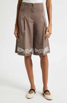 Embroidered Canvas Walking Shorts