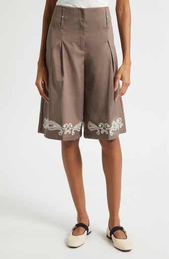 Embroidered Canvas Walking Shorts