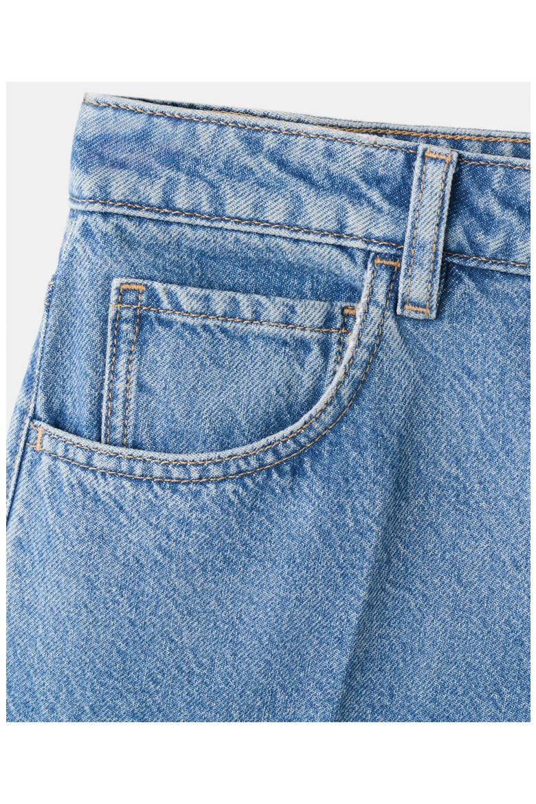 High Waist Mid Thigh Denim Shorts, Alternate, color, MEDIUM BLUE