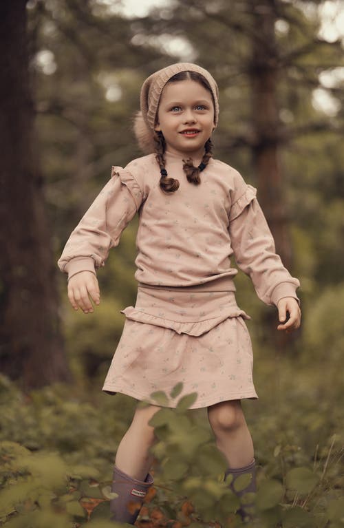 Maniere Manière Kids' Tiered Ruffle Cotton Blend Skirt In Brown
