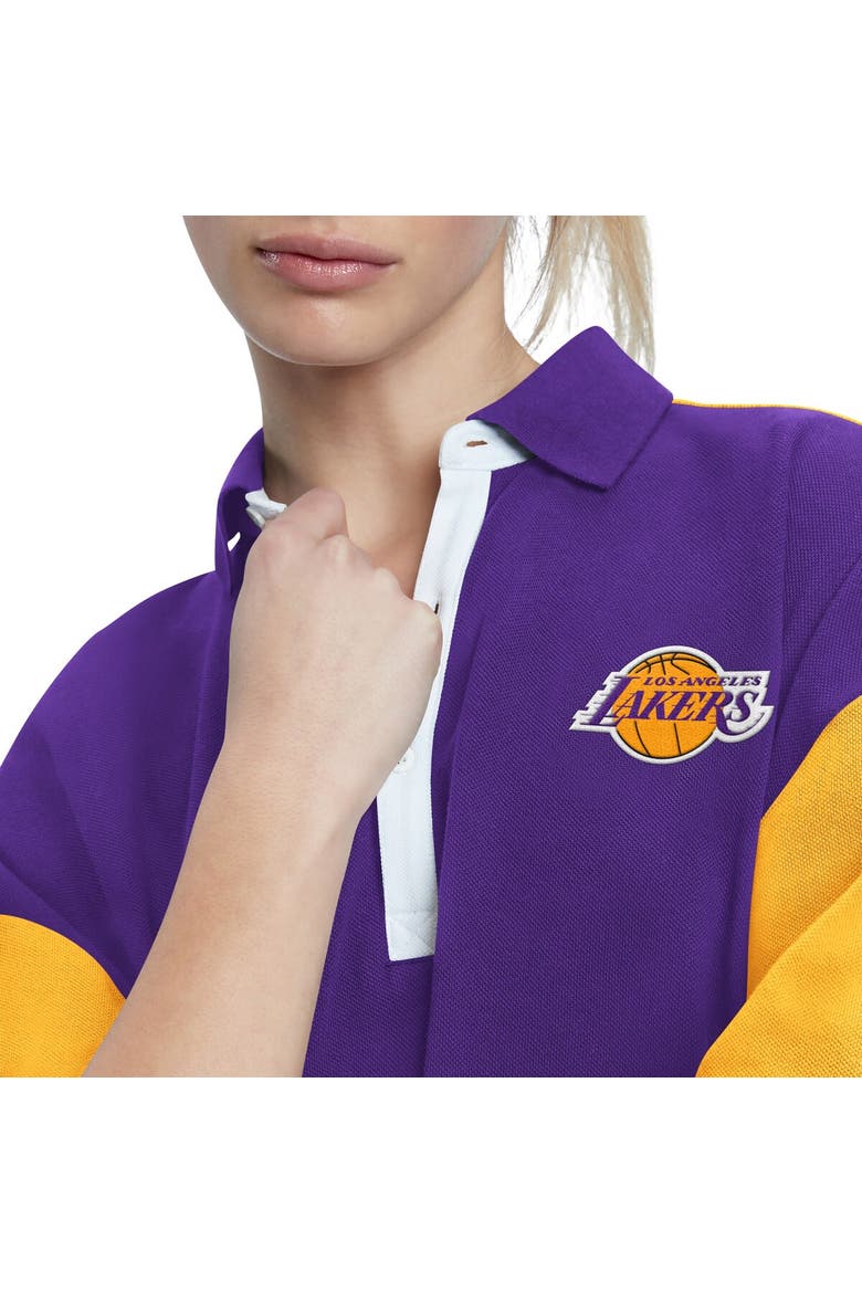 Women's Tommy Jeans Purple Los Angeles Lakers Taya Puff Sleeve Pique Polo Shirt, Alternate, color, Purple