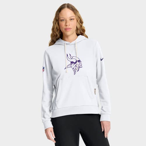 Nike White Minnesota Vikings Alternate Logo Sideline Standard Issue Dri-fit Hoodie In White