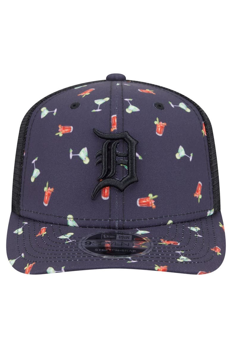 Men's New Era Navy Detroit Tigers Adventure Drinks Pattern 9SEVENTY Stretch-Snap Hat, Alternate, color, Navy