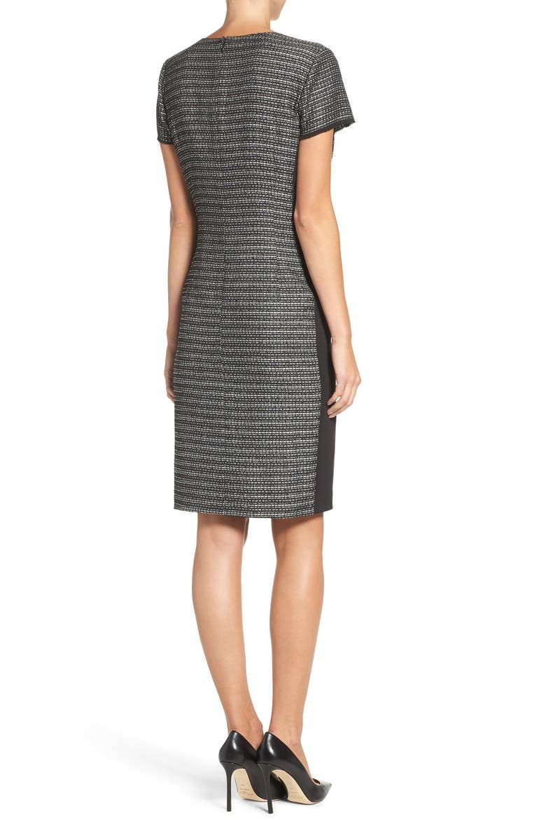Embellished Tweed Shift Dress, Alternate, color, BLACK/ IVORY