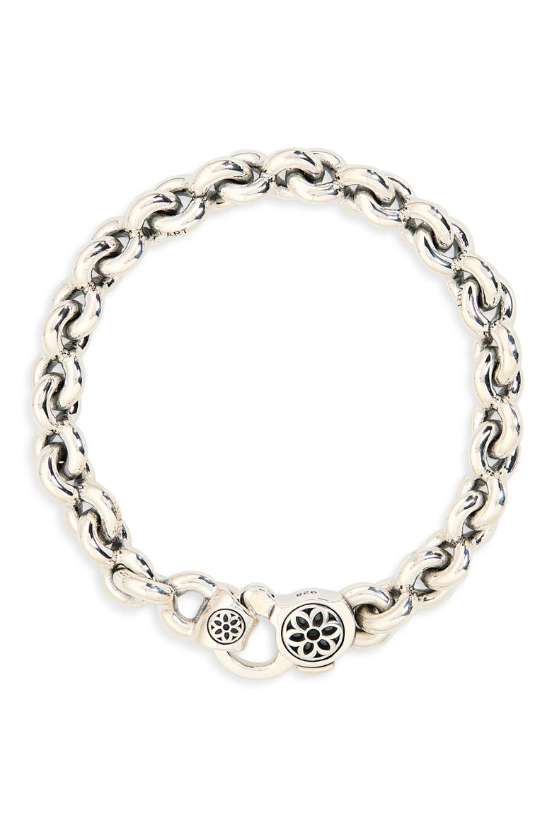 Men's Fin Link Sterling Silver Bracelet, Main, color, STERLING SILVER