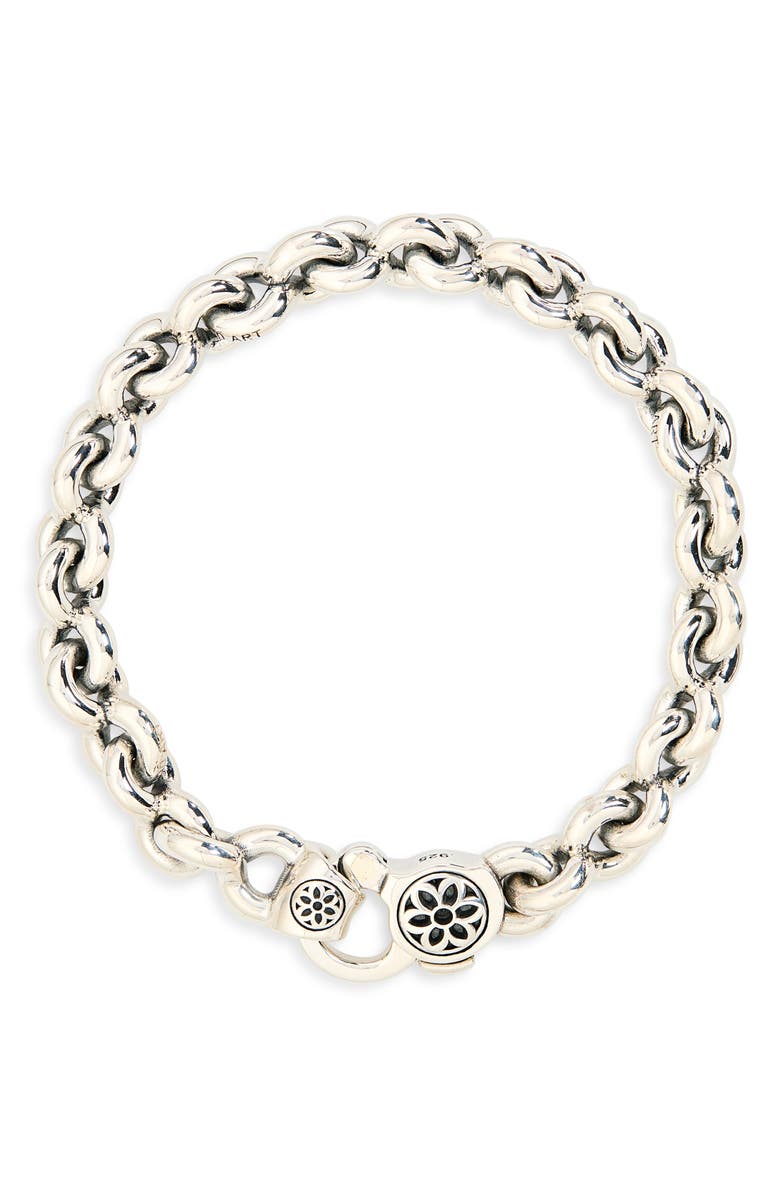 Good Art Hlywd Men's Fin Link Sterling Silver Bracelet, Main, color, Sterling Silver