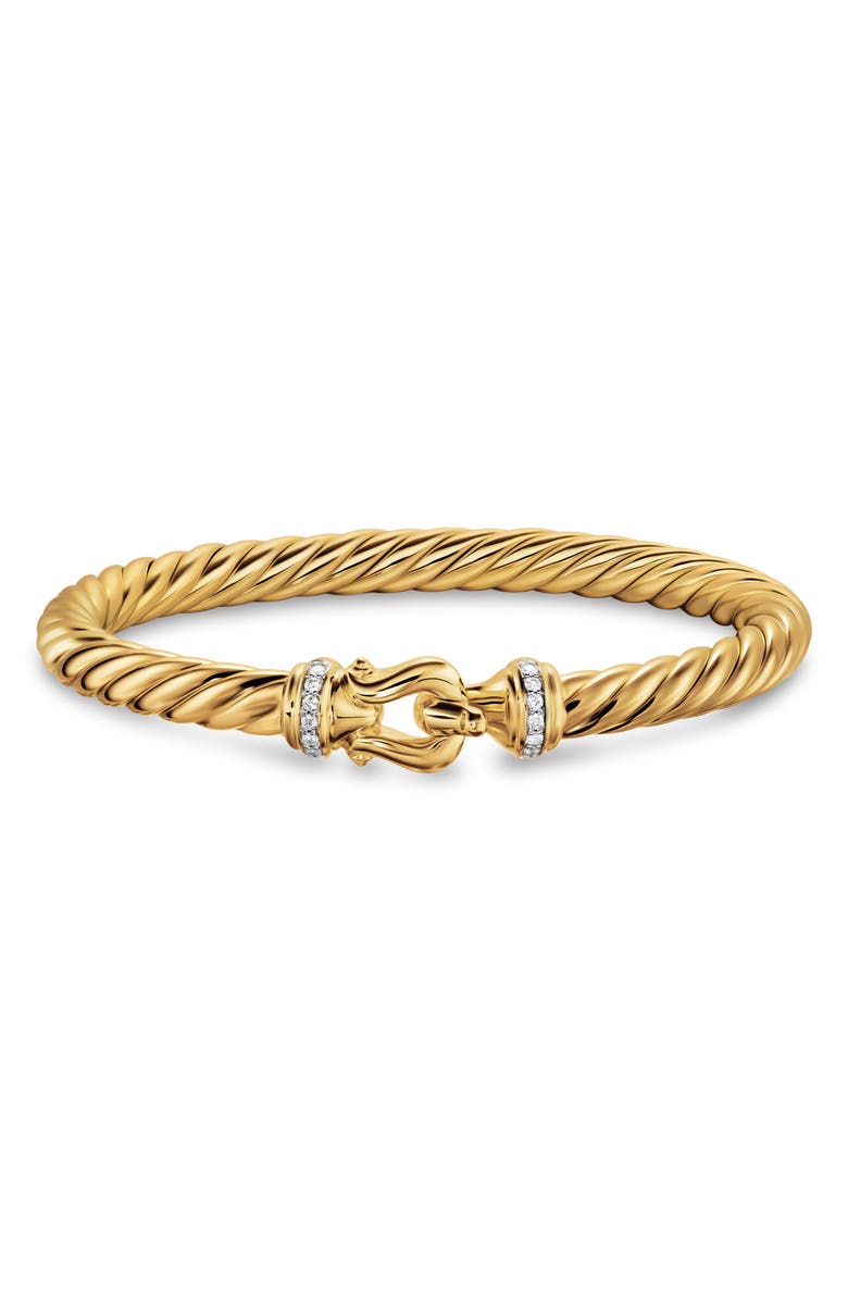 David Yurman Buckle Cablespira<sup>®</sup> Bracelet Bracelet in 18K Yellow Gold with Diamonds, 6mm, Alternate, color, Gold