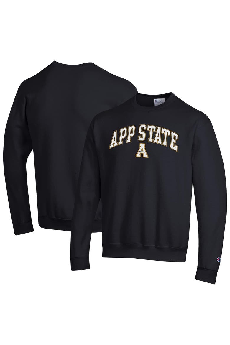 Men's Champion  Black Appalachian State Mountaineers Arch Over Logo Pullover Sweatshirt, Alternate, color, Black