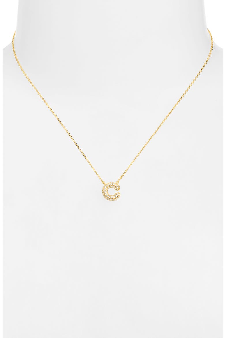 Initial Pendant Necklace & Stud Earrings Set, Alternate, color, C- 14K GOLD DIPPED