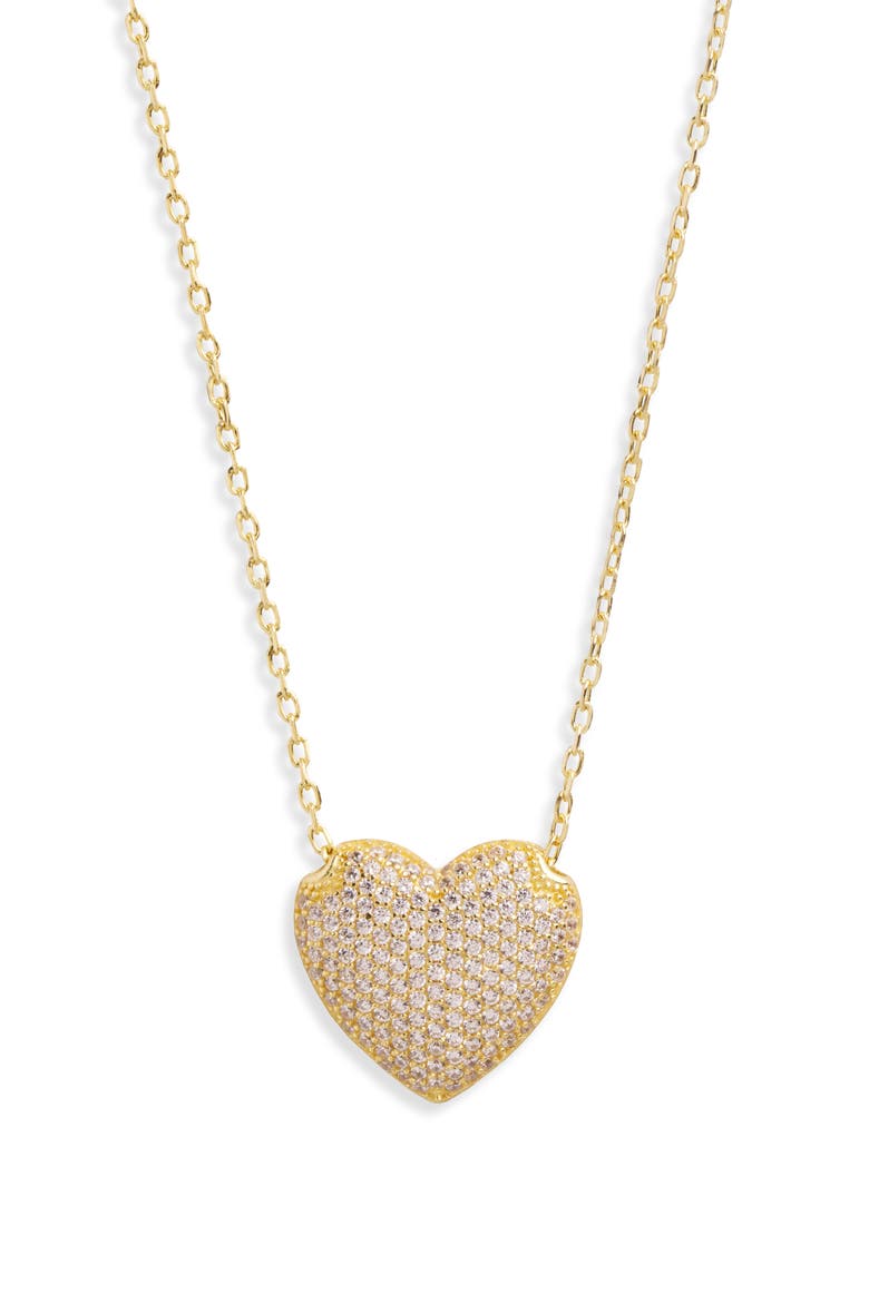 Pavé Heart Pendant Necklace, Main, color, GOLD