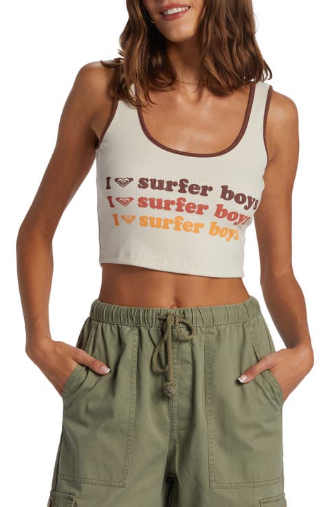 Surfer Boys Dive In Crop Tank