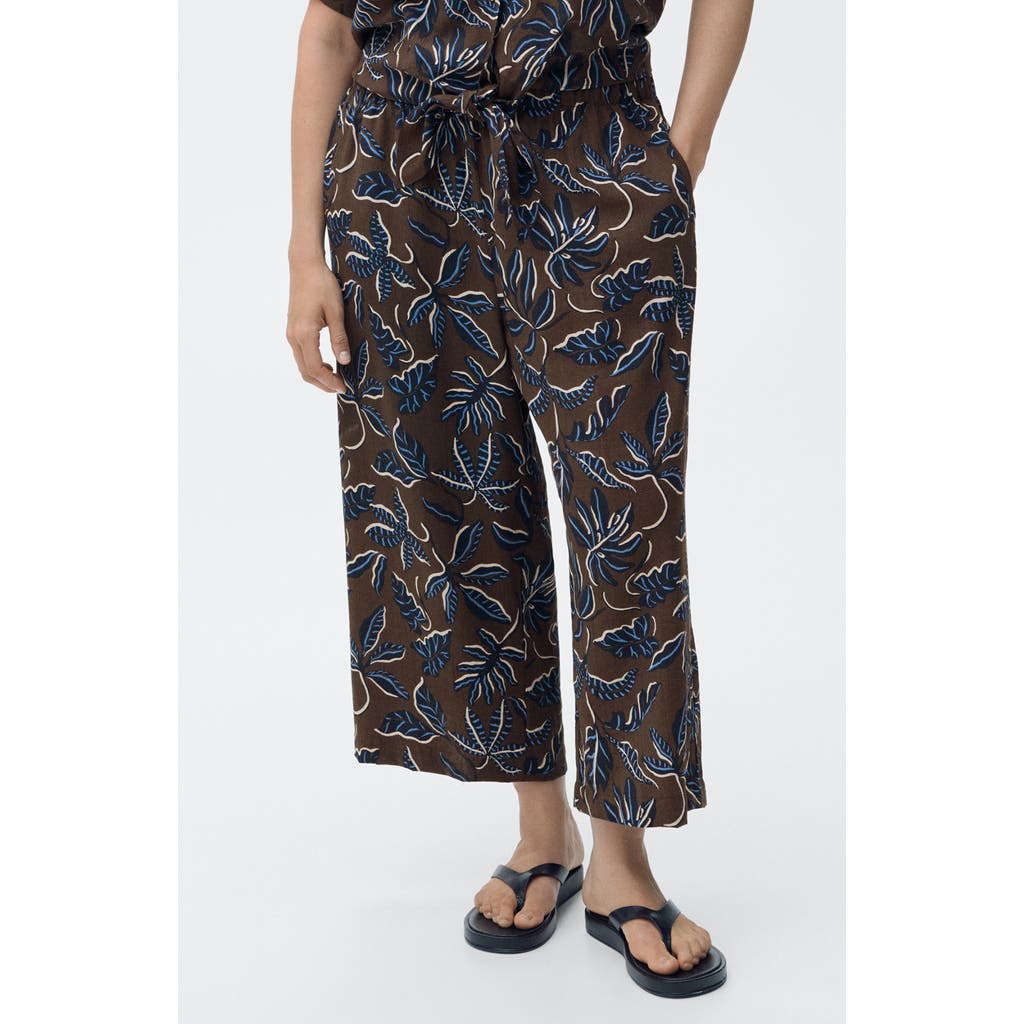Mango Print Crop Wide Leg Pants