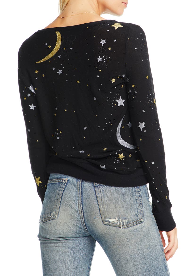 Cozy Moon & Stars Sweatshirt, Alternate, color, TRUE BLK