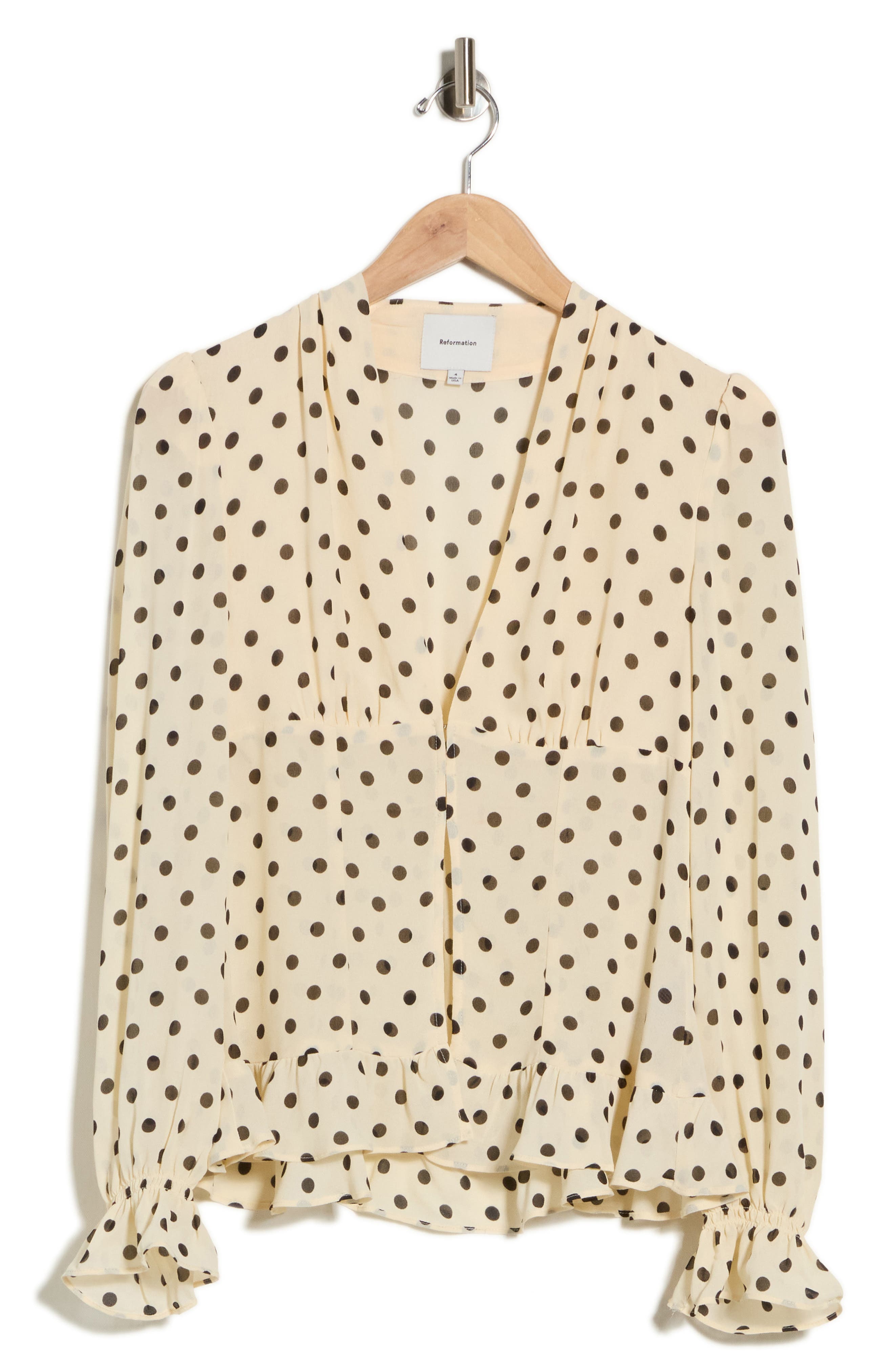 Reformation Maple Cream Dot Blouse (Women) | Nordstromrack