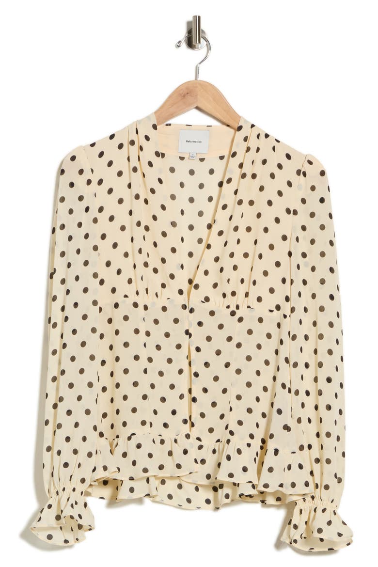 Maple Cream Dot Blouse, Alternate, color, SUGAR DOT