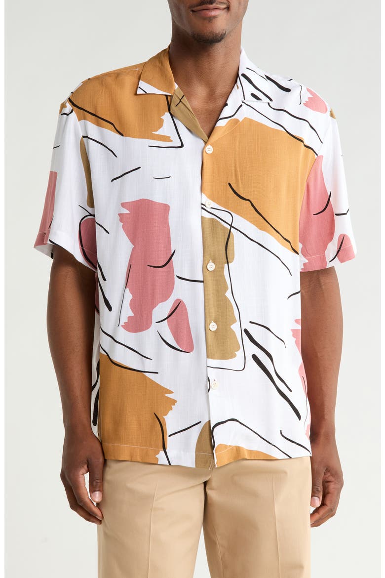 Relaxed Fit Short Sleeve Button-Up Shirt, Main, color, WHITE