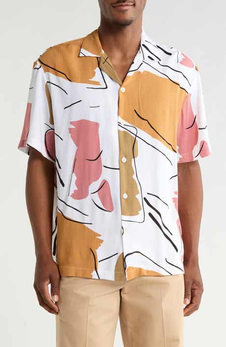 DENIM AND FLOWER Relaxed Fit Short Sleeve Button-Up Shirt