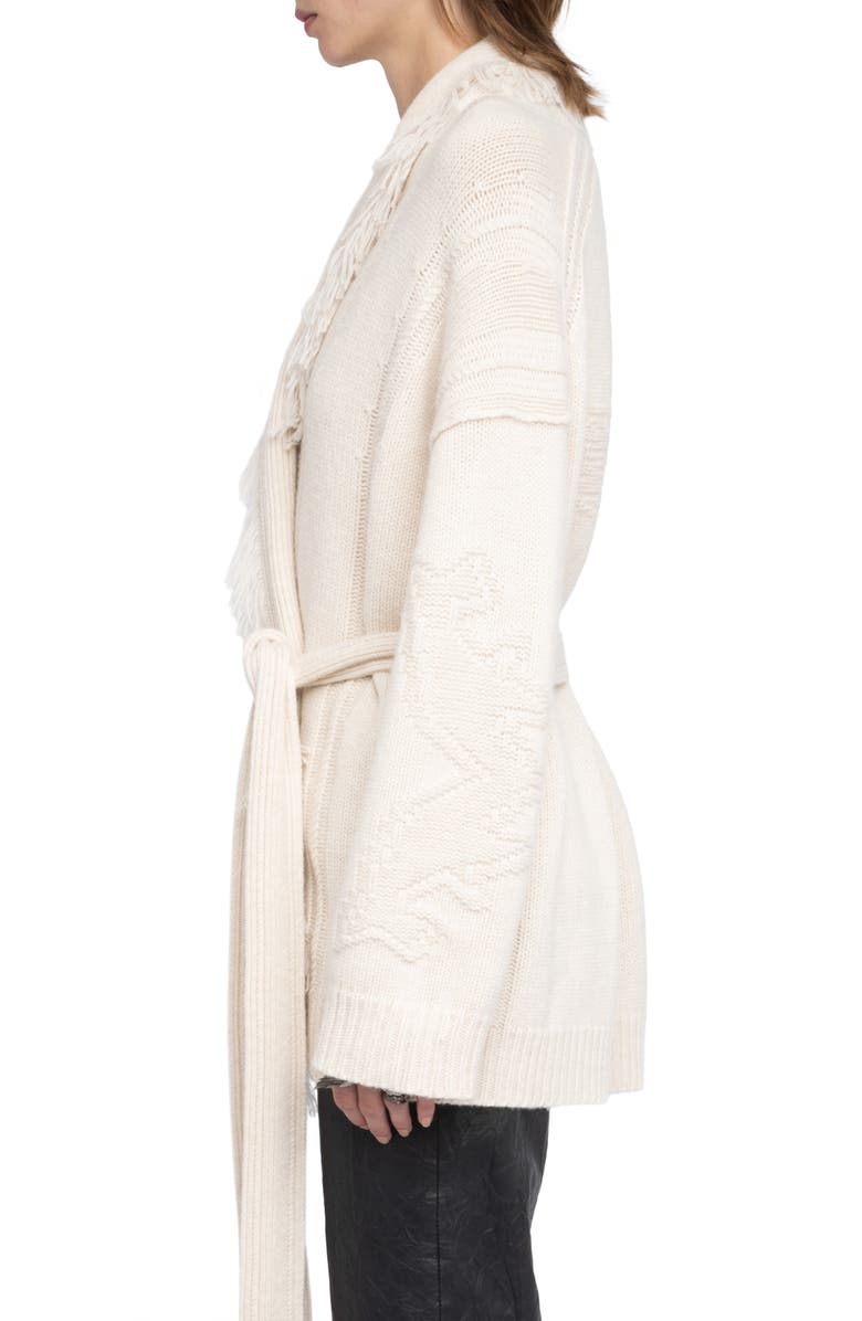 Zadig & Voltaire Wool & Cashmere Wrap Cardigan, Alternate, color, Ecru