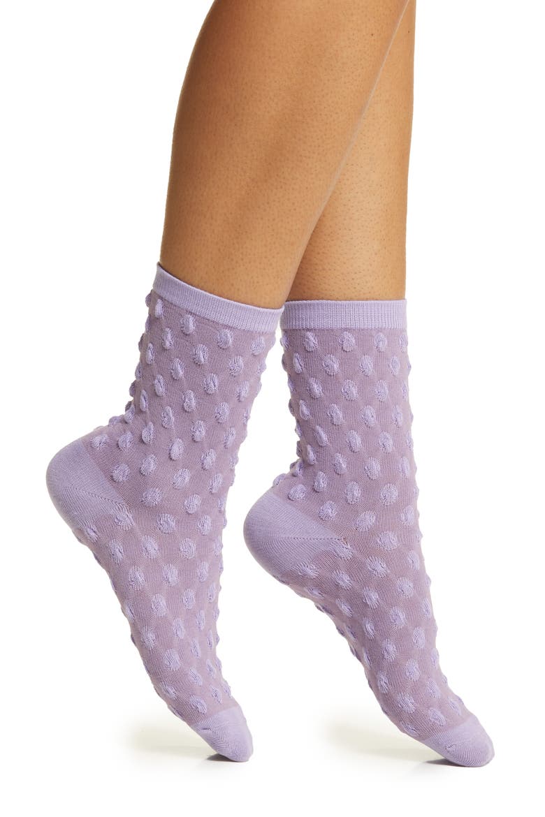 Dot Texture Crew Socks, Main, color, PURPLE