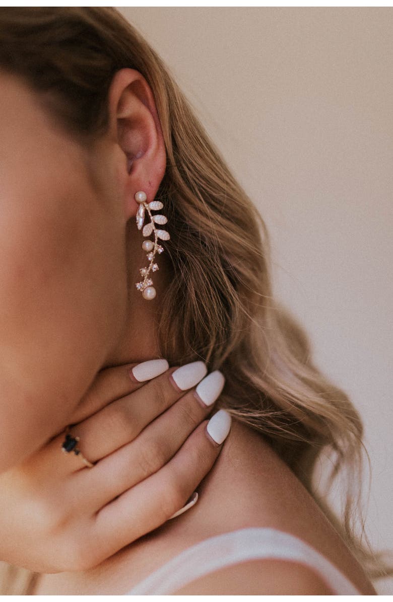 Untamed Petals Danica Pearl and Crystal Drop Earrings, Main, color, 