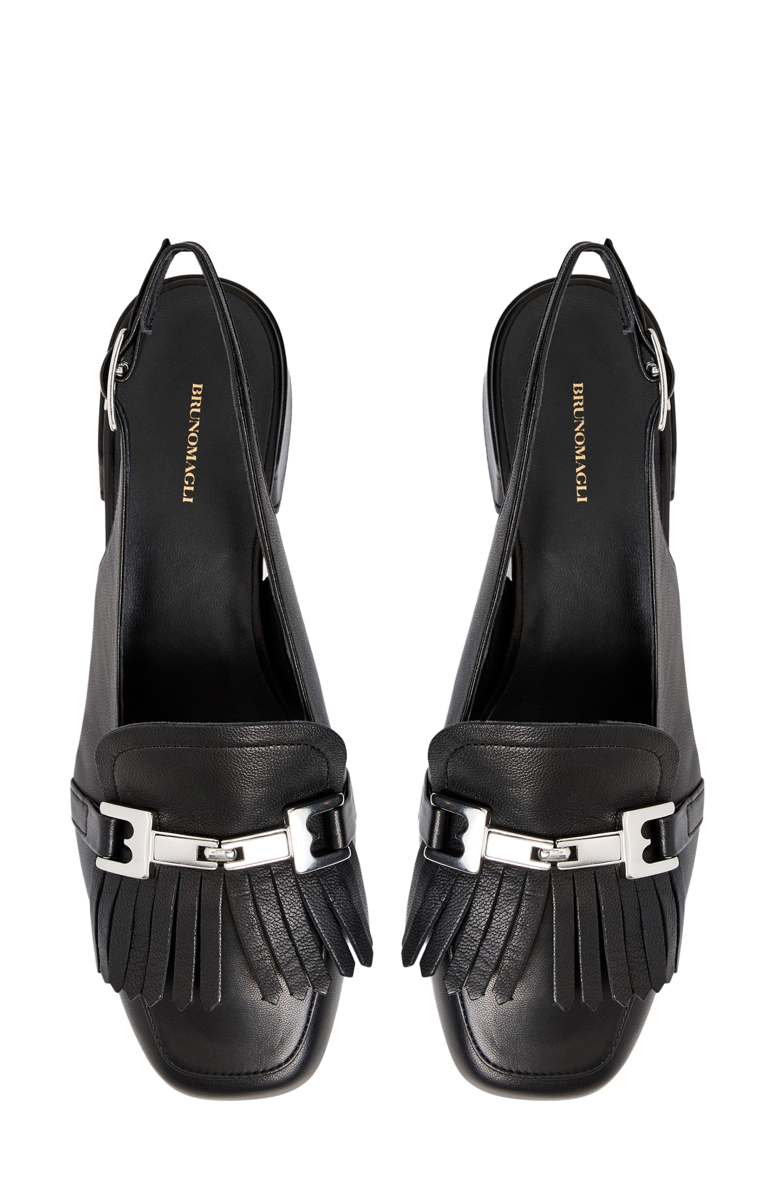 Bruno Magli Olive Slingback Kiltie Bit Loafer Pump, Alternate, color, Black