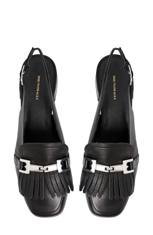 Bruno Magli Olive Slingback Kiltie Bit Loafer Pump In Black